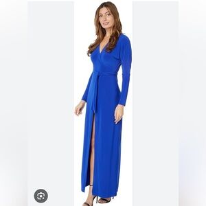 NWT Norma Kamali Dolman Wrap Colbalt Blue Maxi Dress Gown Medium 38
